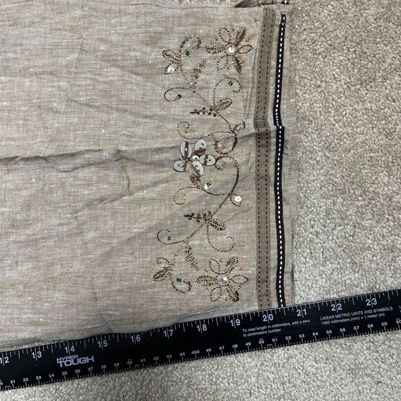 dressbarn 100% Linen Capri Embellished Beaded Legs Pants Pull On Size 20w Beige‎ - Picture 11 of 13